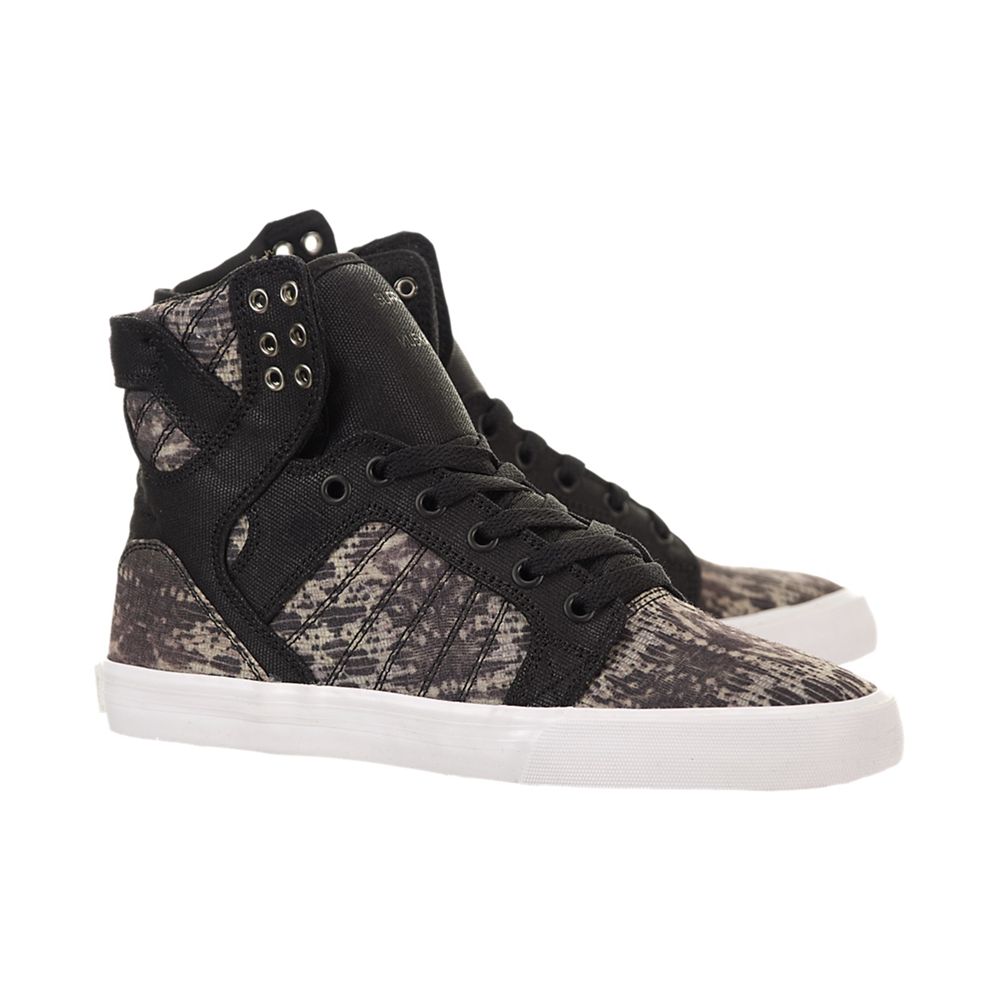 Baskets Montantes Supra SkyTop Noir Grise Snake/Black-White Femme | PYD-83139463